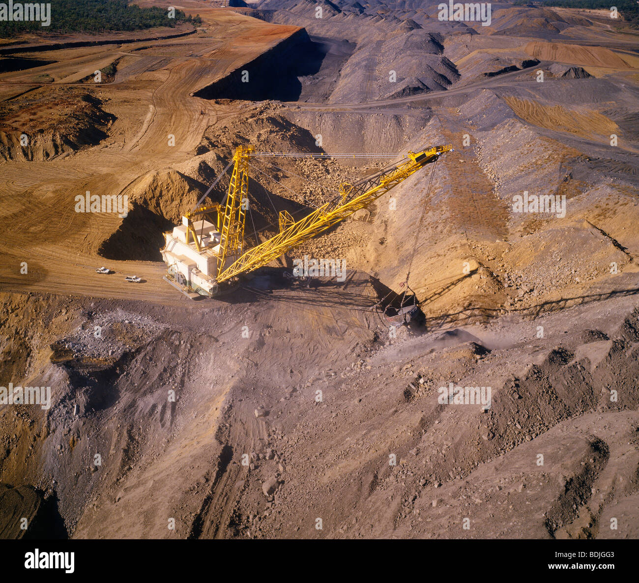 Black Coal Mining, Dragline Removing Overburden, Australia Stock Photo