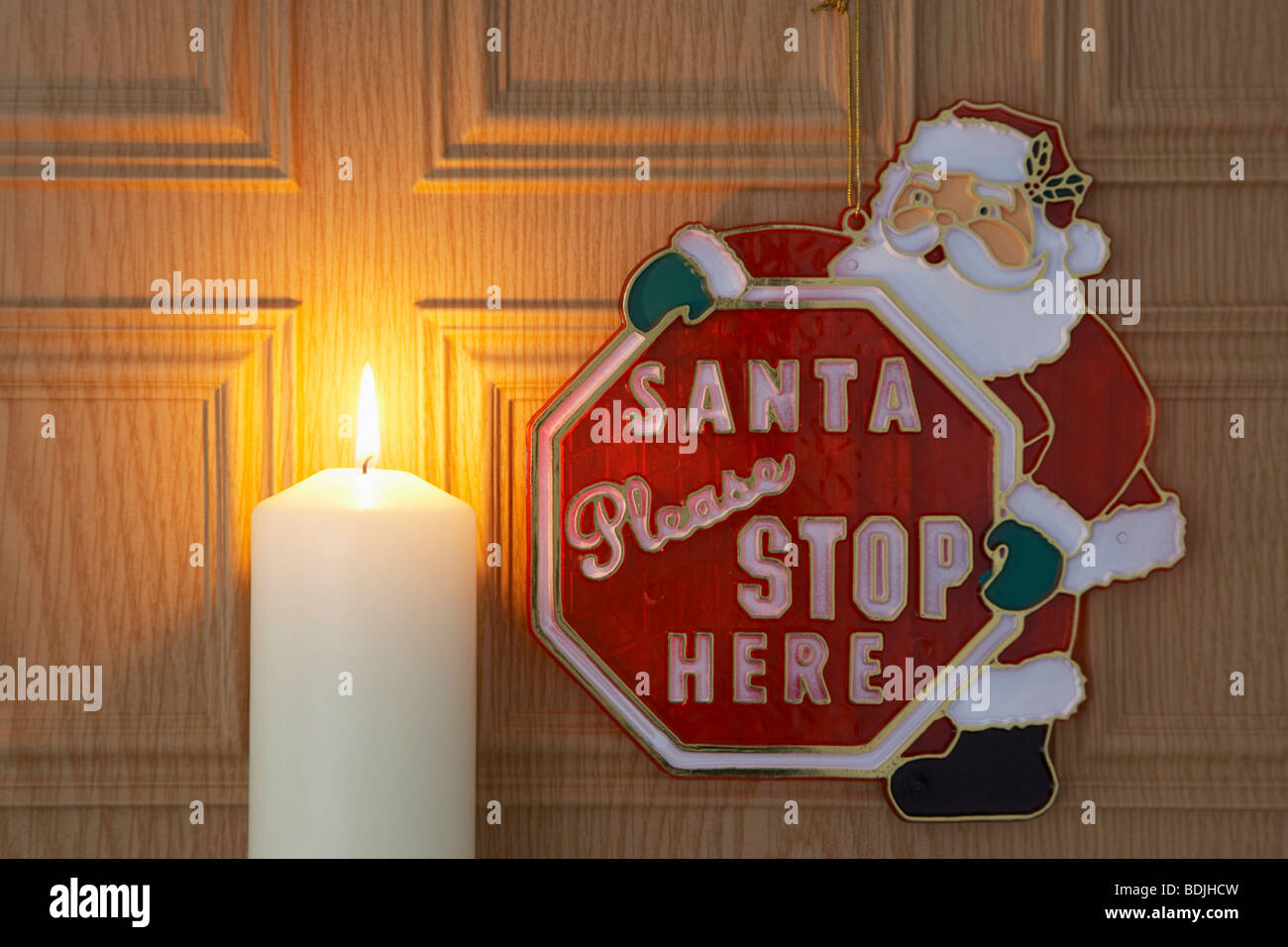 Christmas Candle and Ornament Stock Photo