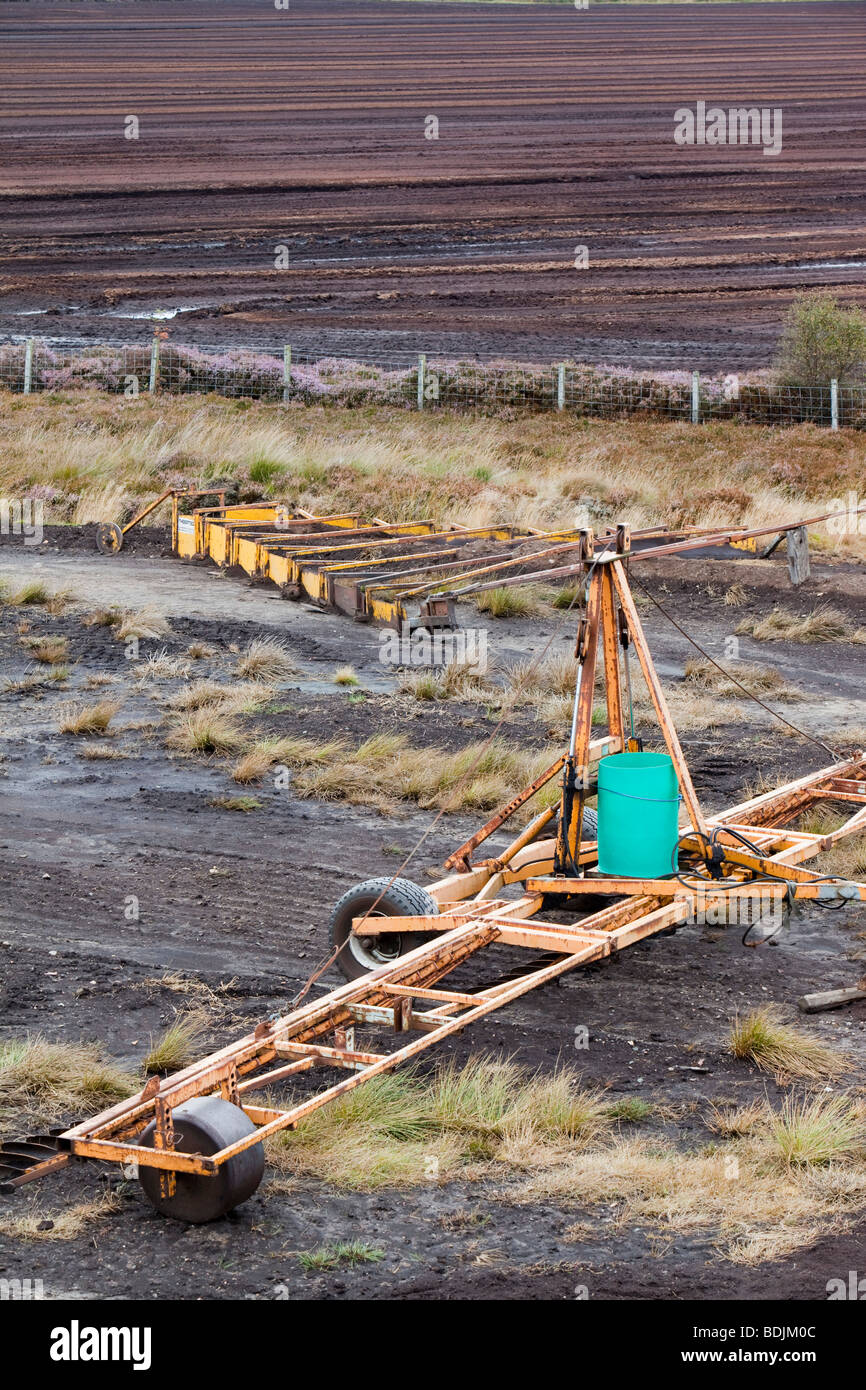 Mining peat from an raised peat bog near Douglas in Lanarkshire