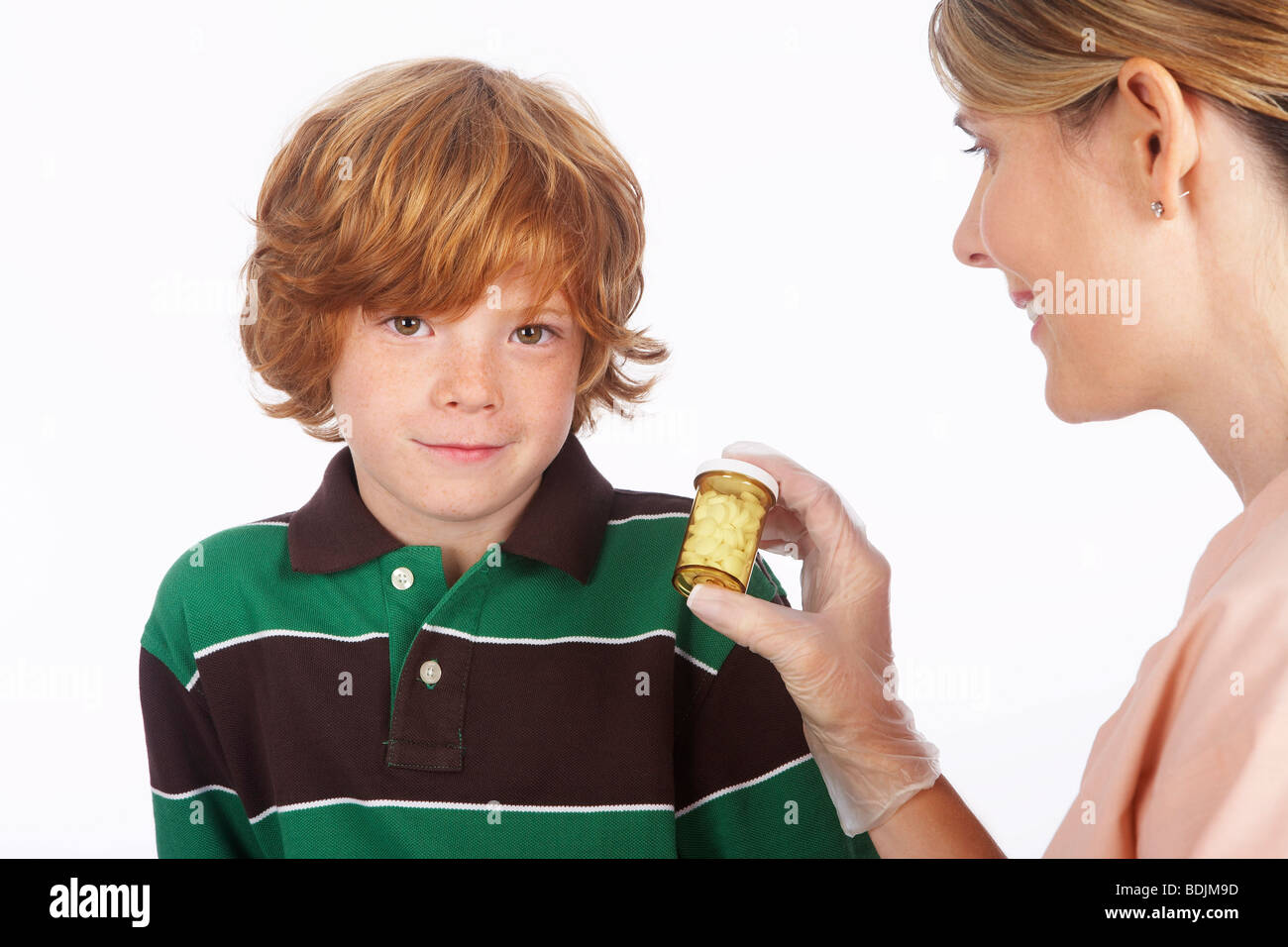 Portrait of Boy and Nurse Stock Photo Alamy