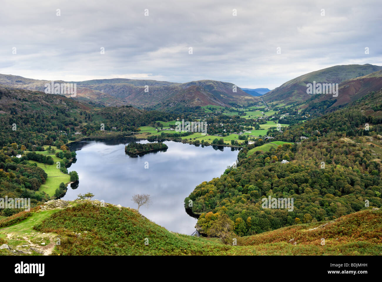 Aerial view of Grasmere in the English Lake District Stock Photo Alamy