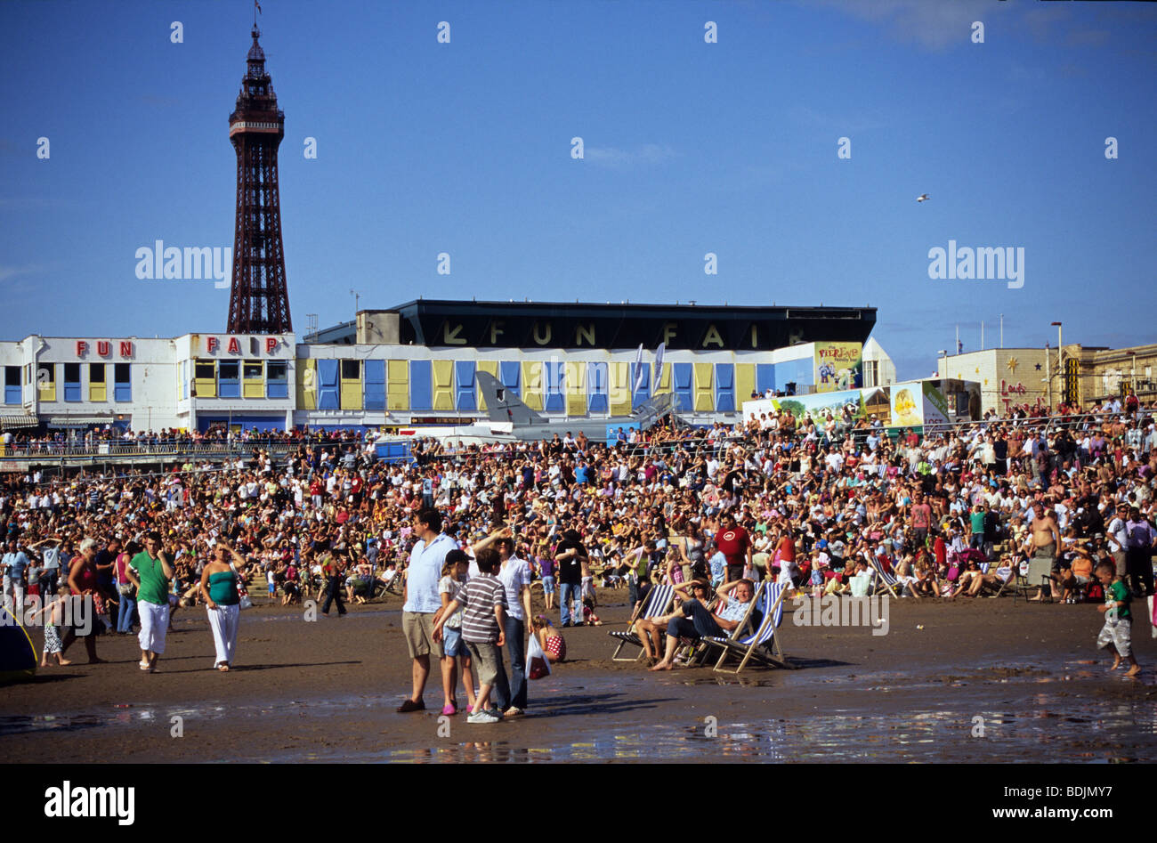 Hundreds Of People On The Beach At Blackpool Stock Photo