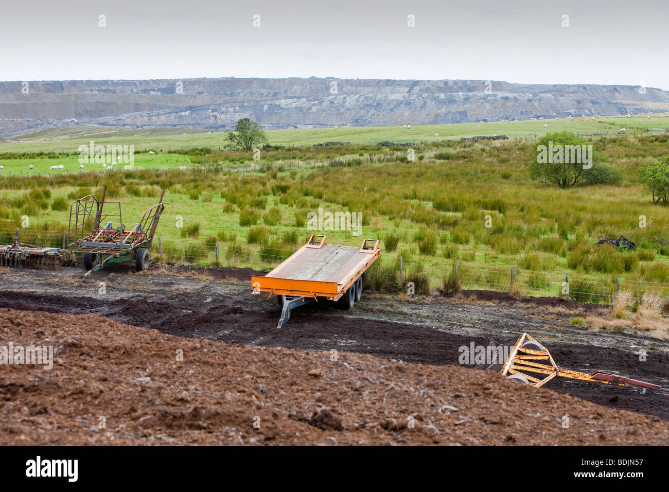 Mining peat from an raised peat bog near Douglas in Lanarkshire