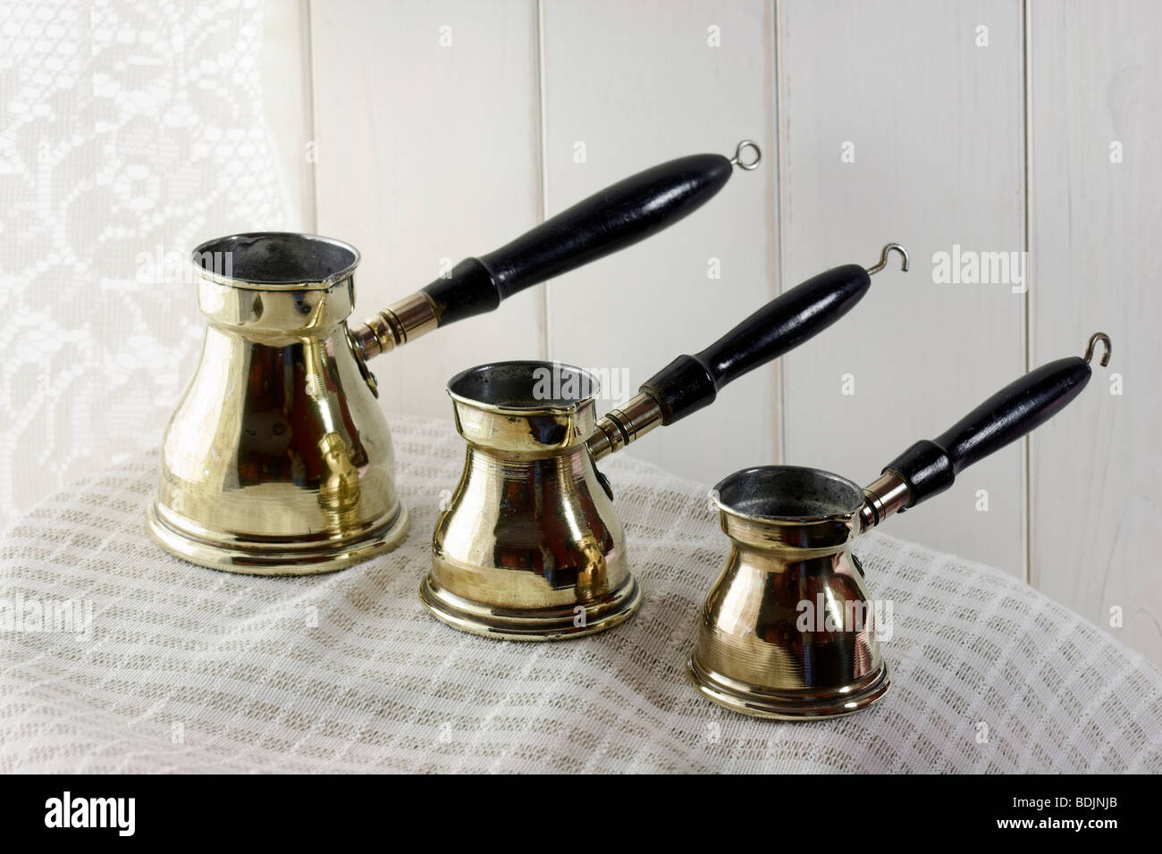 Three Turkish coffee pots Stock Photo Alamy