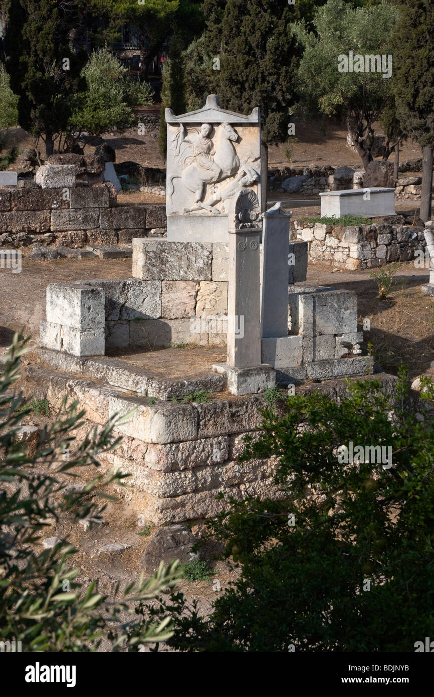 The cenotaph of Dexileos in the Kerameikos (ancient cemetery) of Athens, Greece. Stock Photo