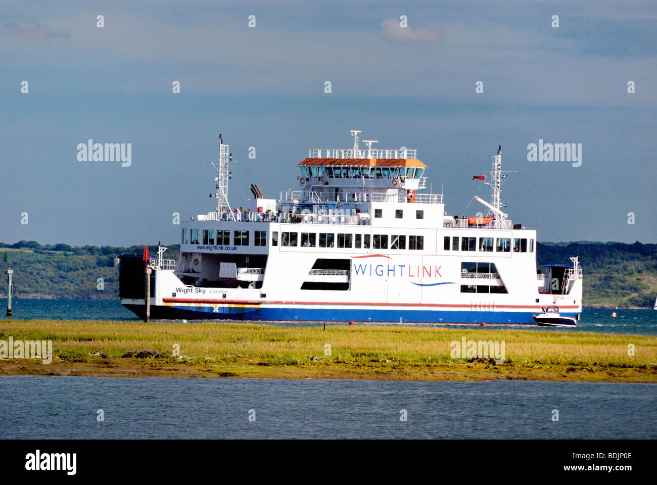 Car passenger ferry entering Lymington from The Isle of Wight Stock