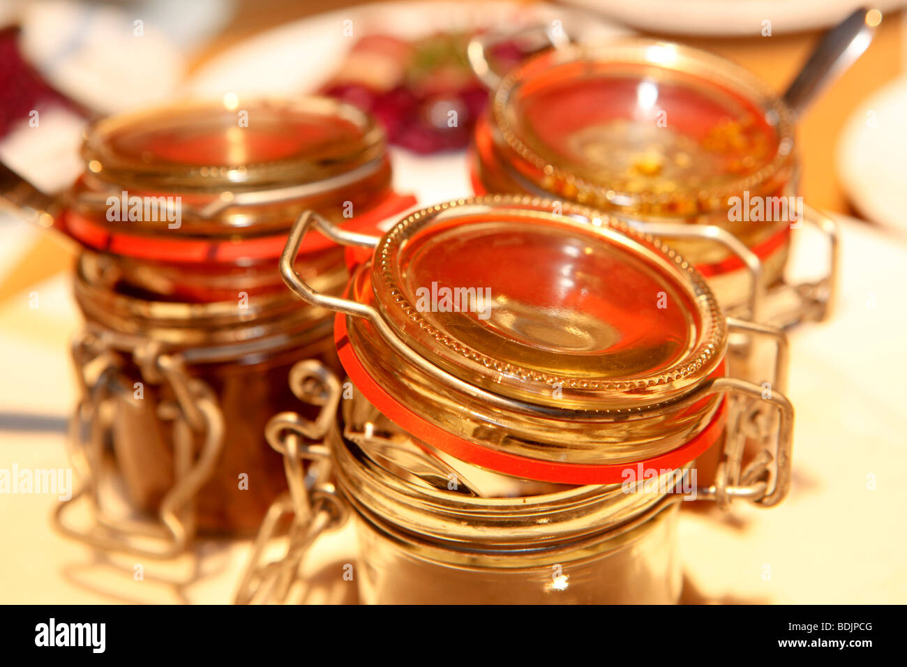 Glass Jars in Restaurant Stock Photo Alamy