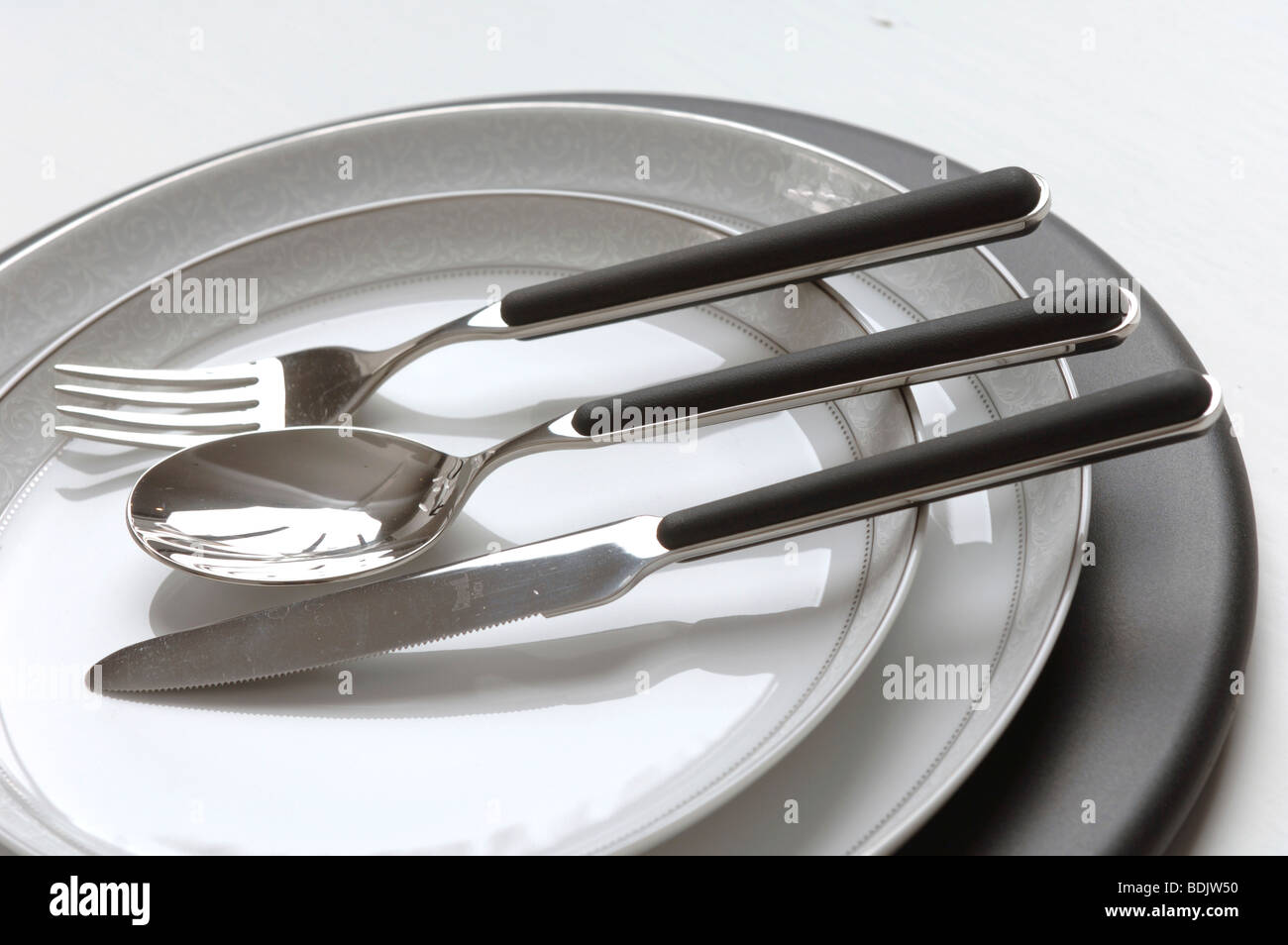 Dining table place setting. Stock Photo