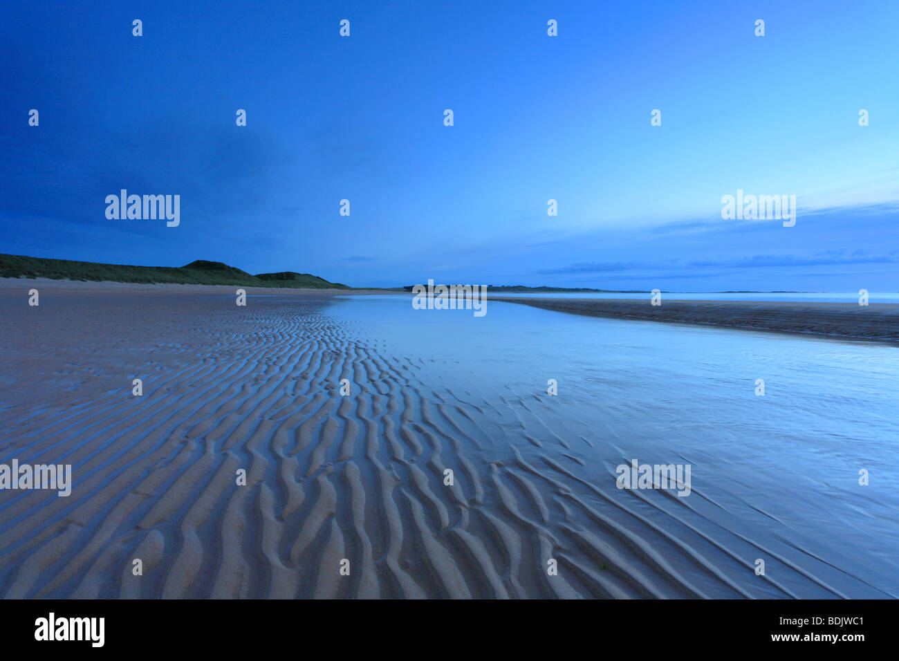Ripples on the sand, 'Embleton Bay' Northumberland at dawn, UK Stock Photo