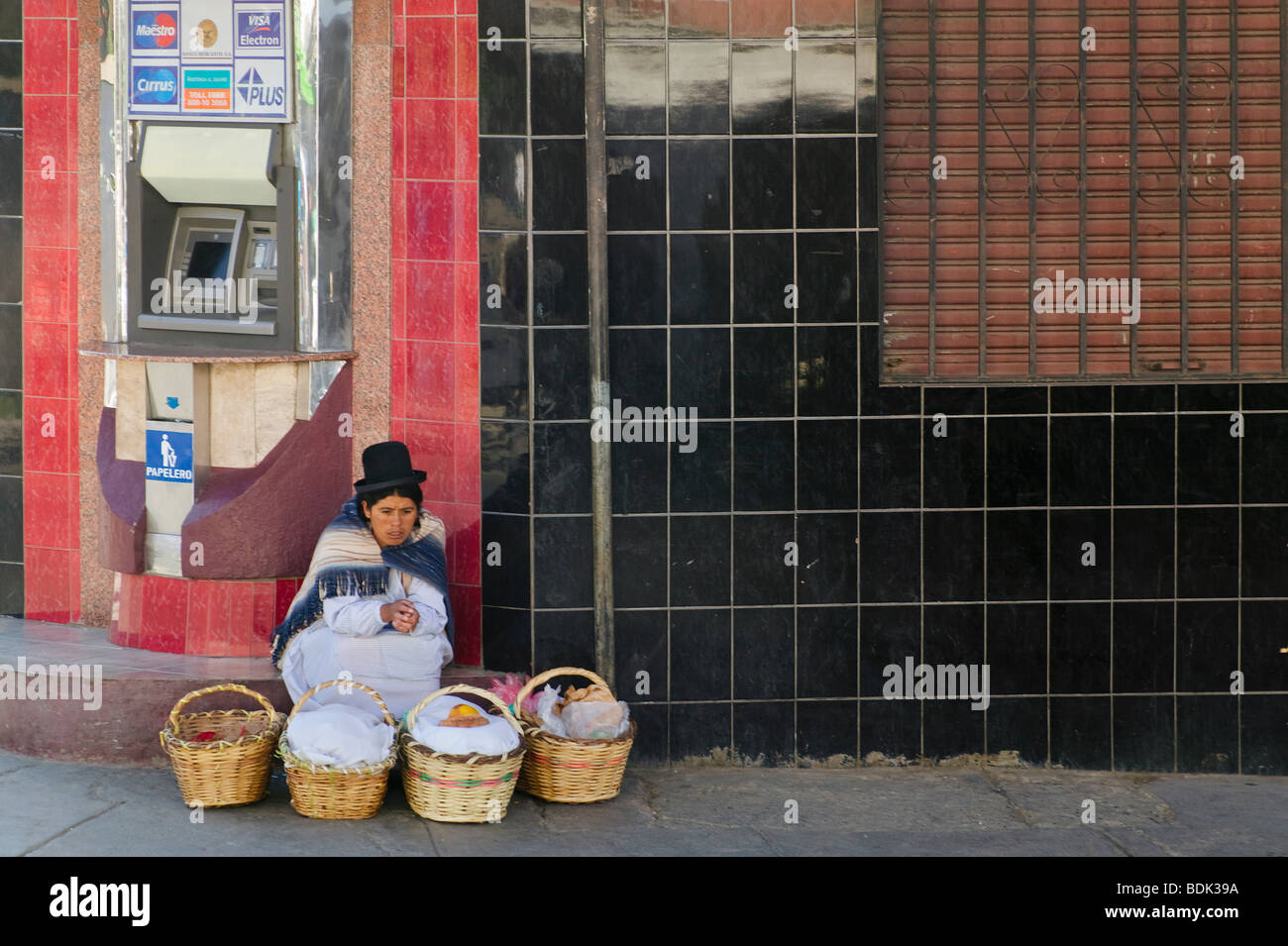 Vendor on the street, La Paz, Bolivia Stock Photo