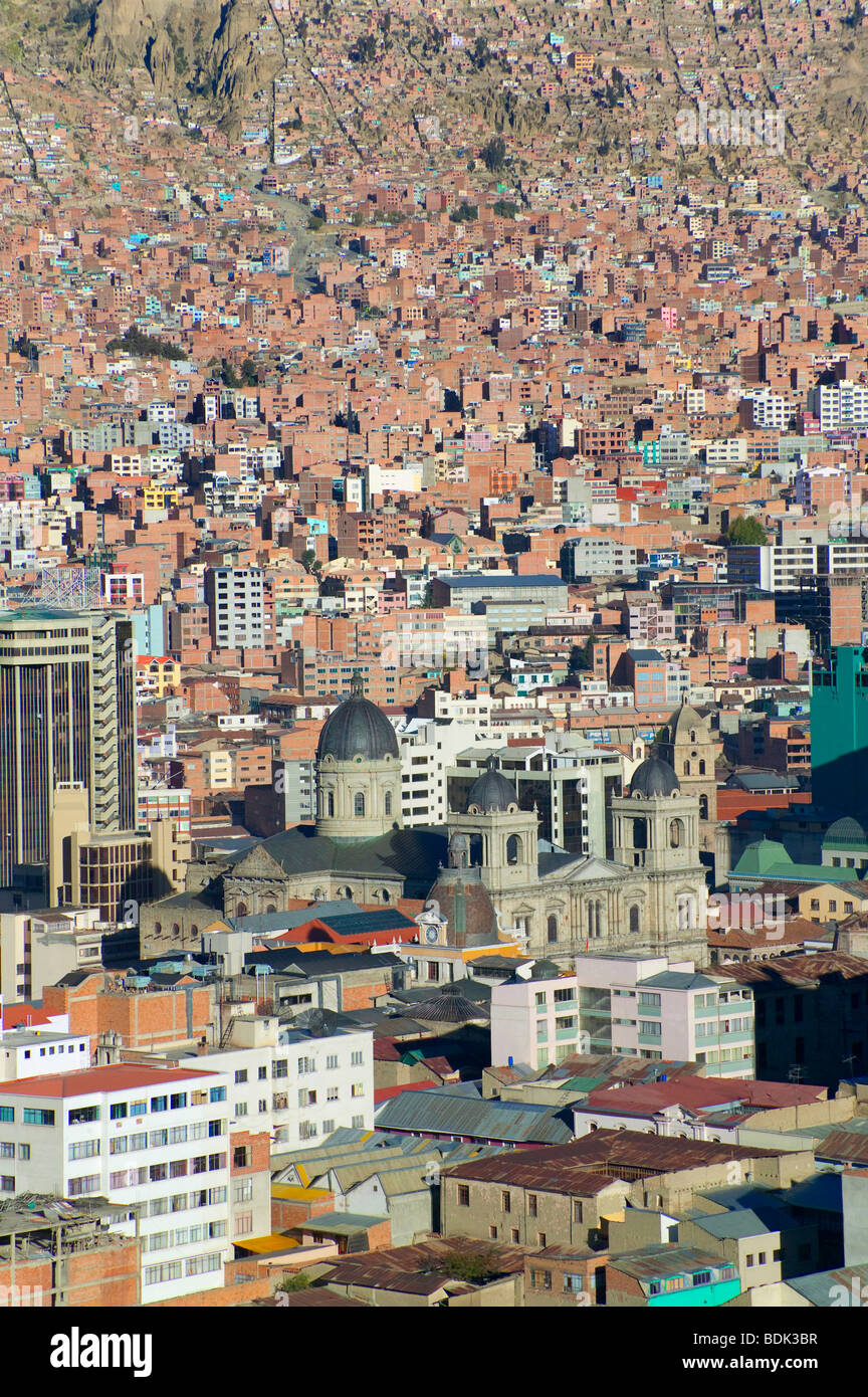 Cityscape of La Paz by the Andes Mountain, Bolivia Stock Photo