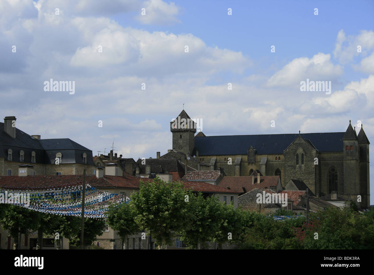 The bastide of Beaumont du Perigord during the summer felibree Stock Photo