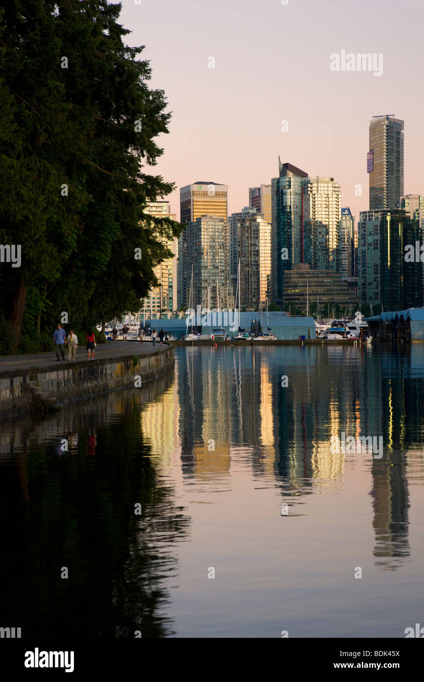 Coal Harbour and downtown Vancouver from Stanley Park, British Columbia, Canada. Stock Photo