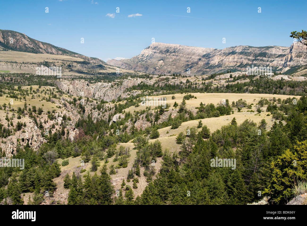 Sunlight Creek Gorge along the Chief Joseph Scenic Byway in Wyoming. Stock Photo