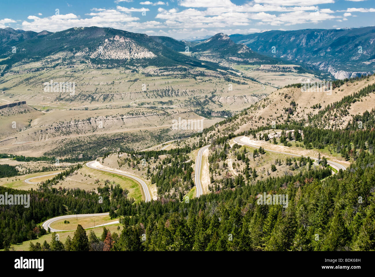 View of the mountains along Chief Joseph Scenic Byway in Wyoming. Stock Photo