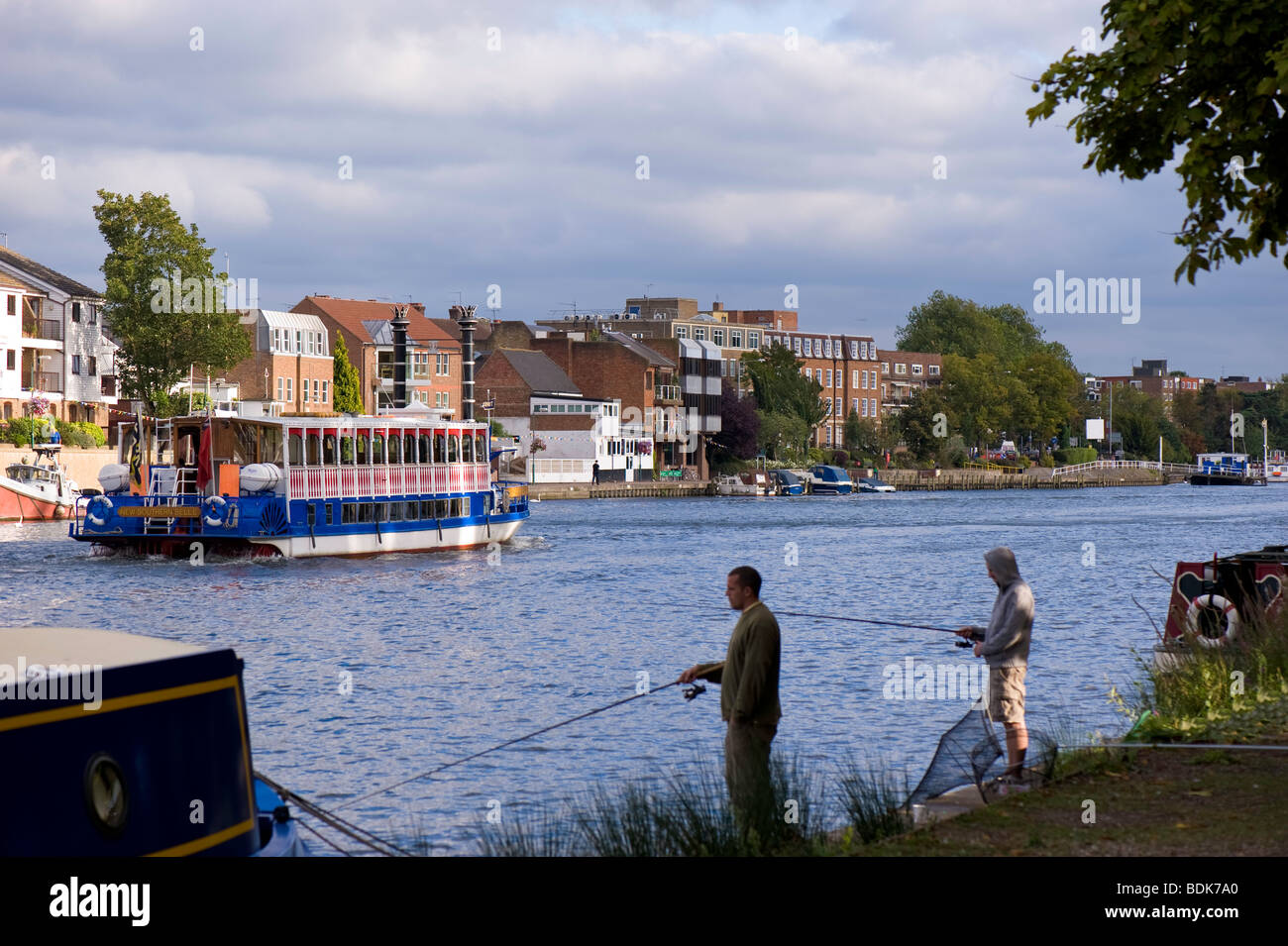 People fishing, Thames River, Kingston upon Thames, Surrey, United