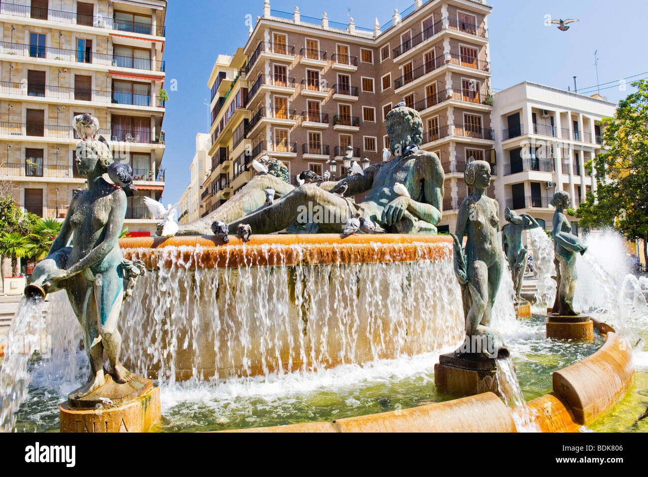 Spain City Of Valencia Plaza De La Virgen Modern Fountain