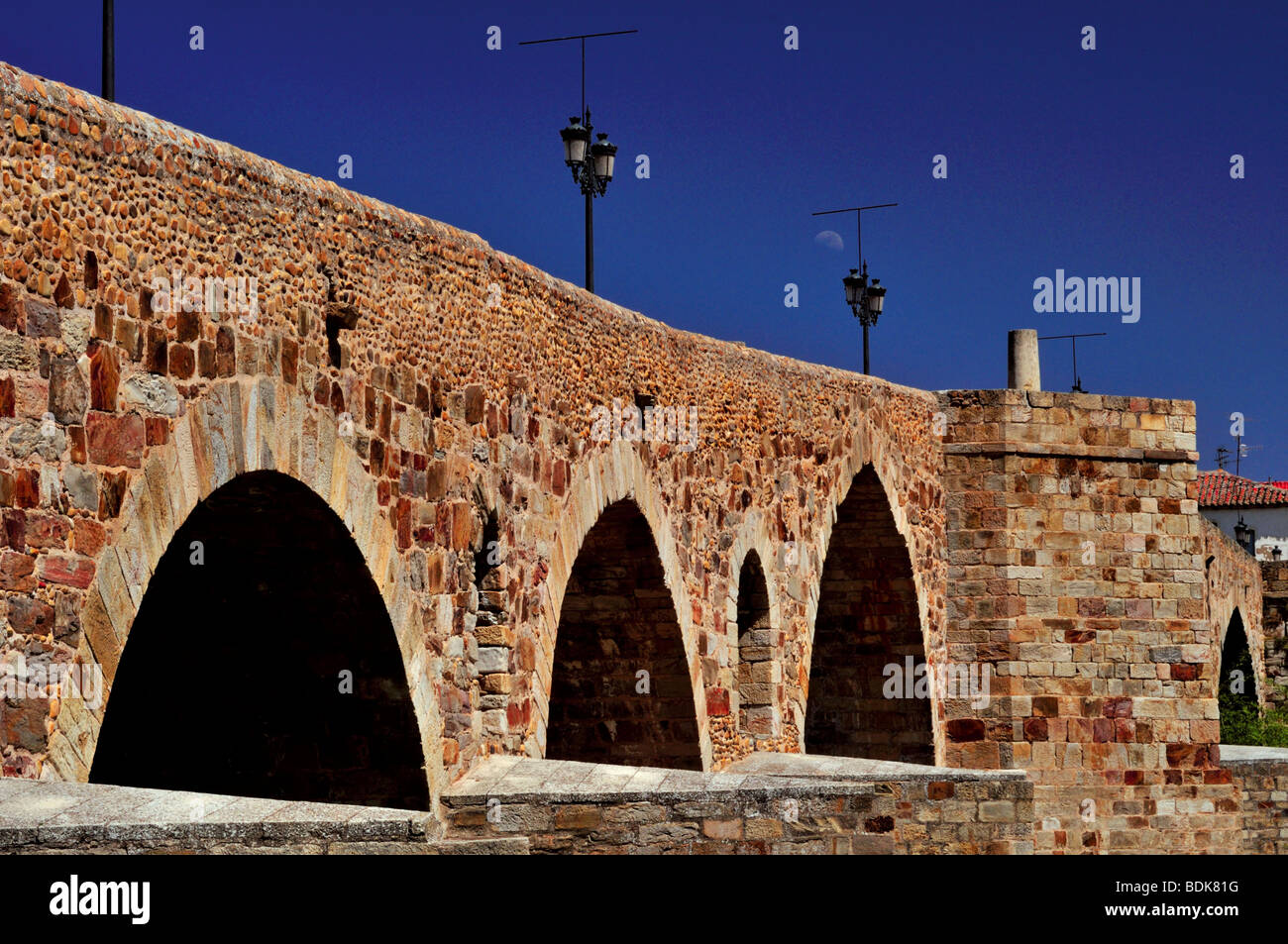 Spain, St. James Way: Medieval bridge of Paso Honroso in Hospital de Orbigo Stock Photo