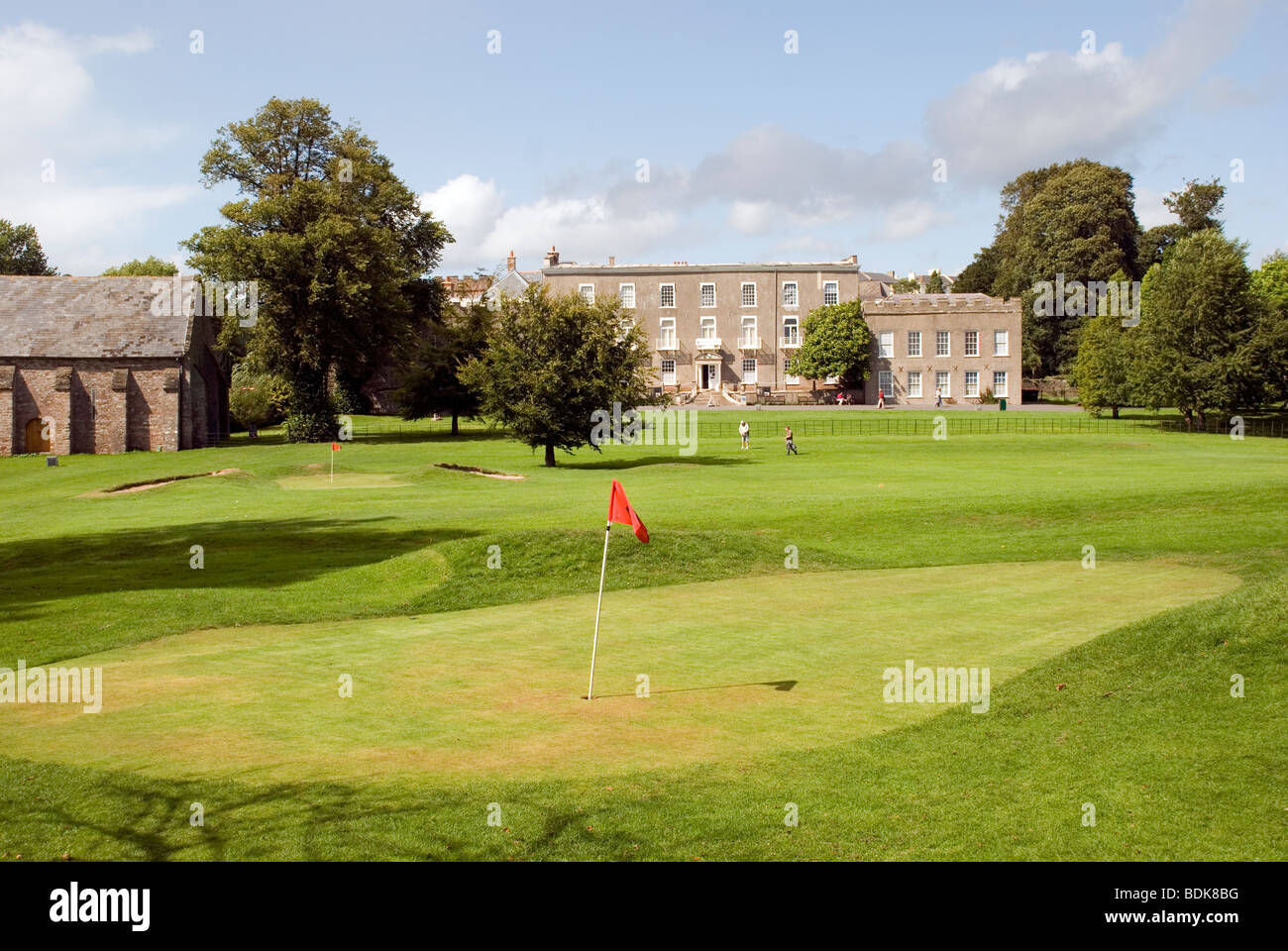 Torre abbey and the Pitch and Putt golf course with red Flag,clean