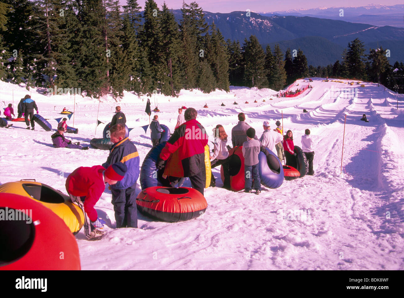 Children snow tubing in Mount Seymour Provincial Park in "Coast