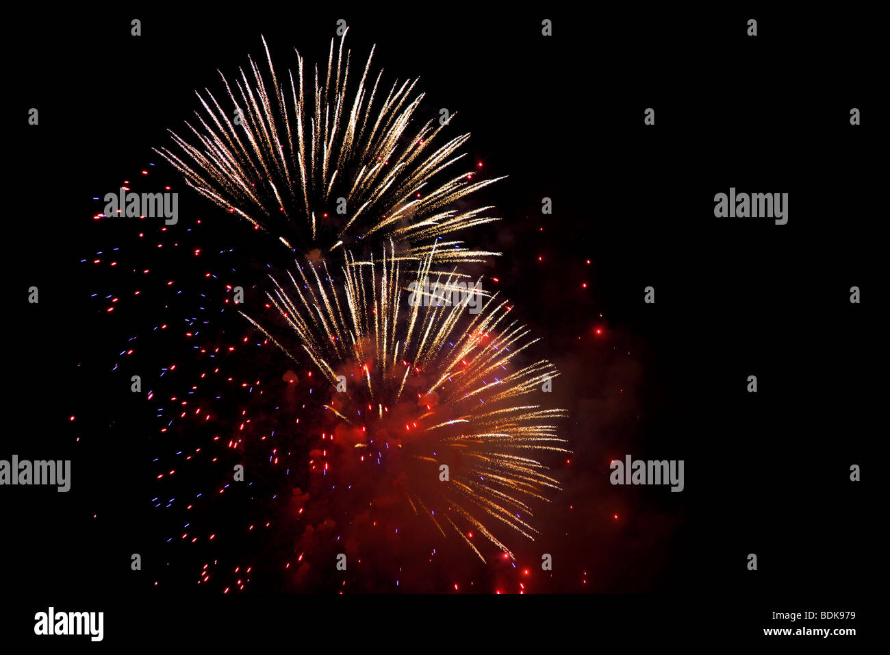 Fireworks during the Canadian portion of the 2009 Celebration of Light, Vancouver, British Columbia, Canada. Stock Photo