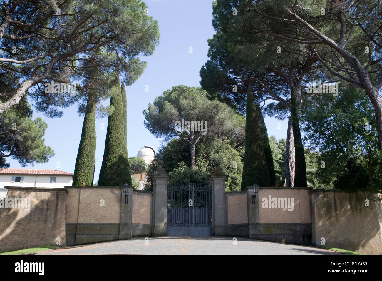 Castel Gandolfo, front entrance to the Pope's summer residence with observatory Stock Photo