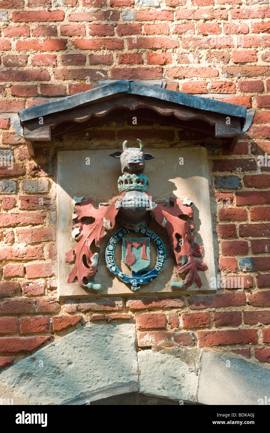 Coat of arms of the Hastings family, Earls of Huntingdon, above the door of the Hastings Chapel,  St Giles Church, Stoke Poges Stock Photo