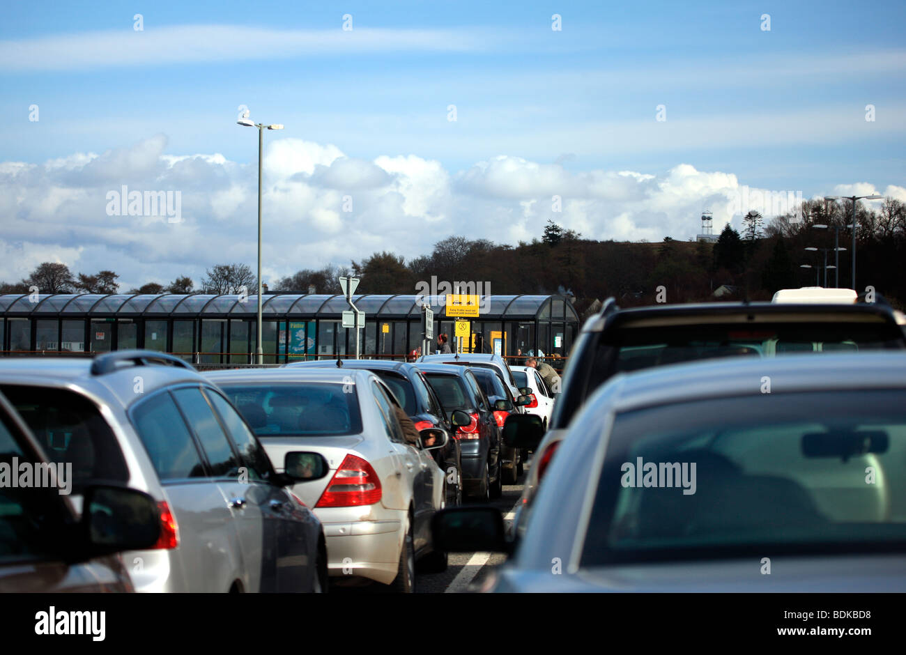 Cars in the ferry queue at Craignure Isle of Mull Stock Photo Alamy