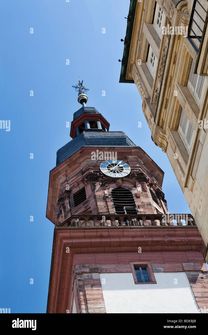 CLOCK TOWER HEIDELBERG ALTE STADT, GERMANY, BADEN WUERTTEMBERG Stock