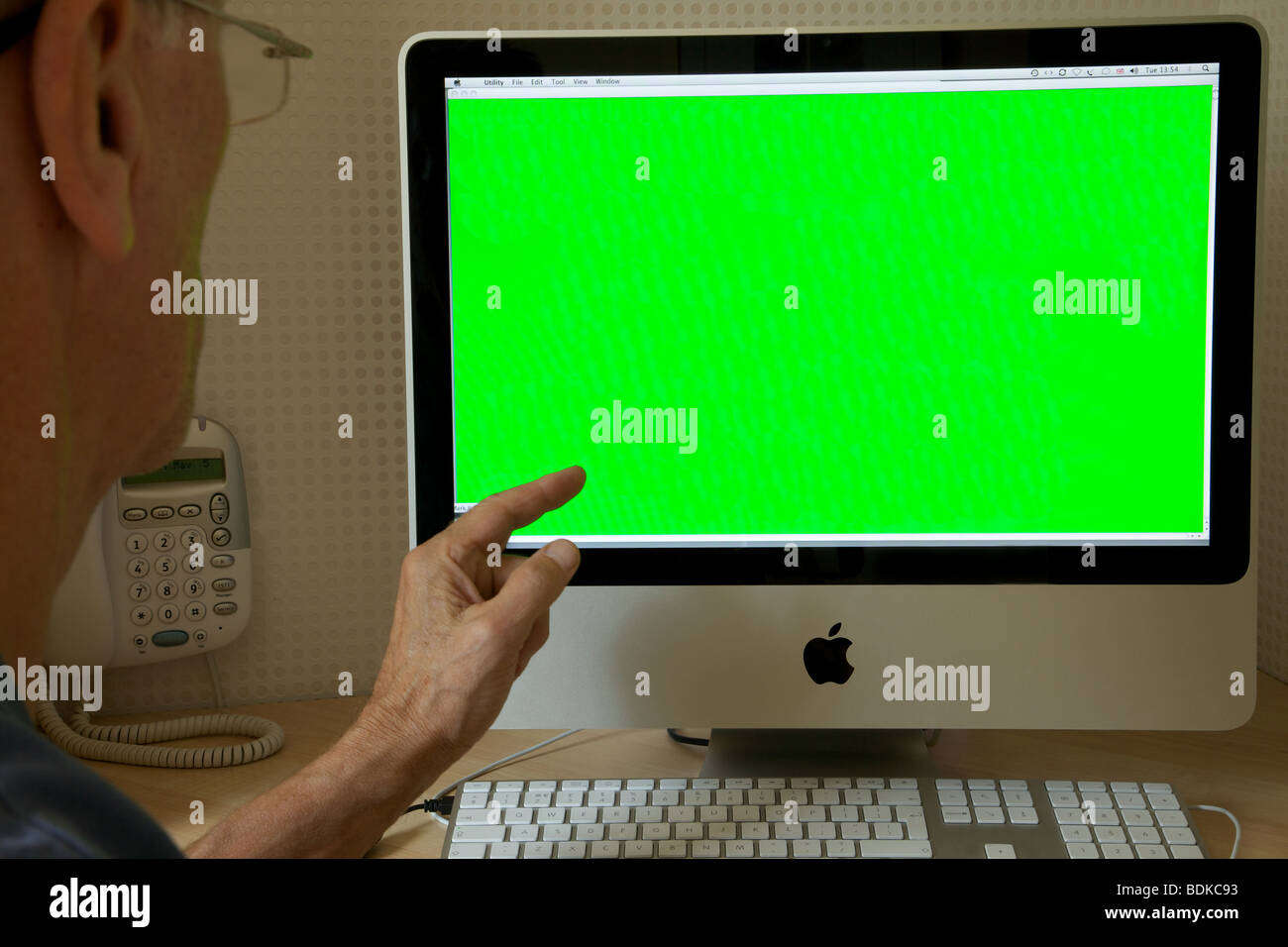 Computer with green screen for keying Stock Photo Alamy