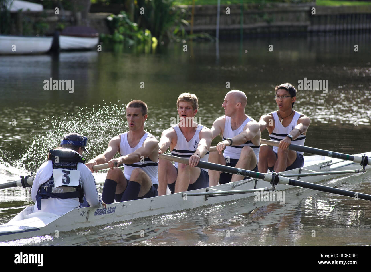 Rowing on River Avon at Warwick Regatta, Warwickshire, England, UK