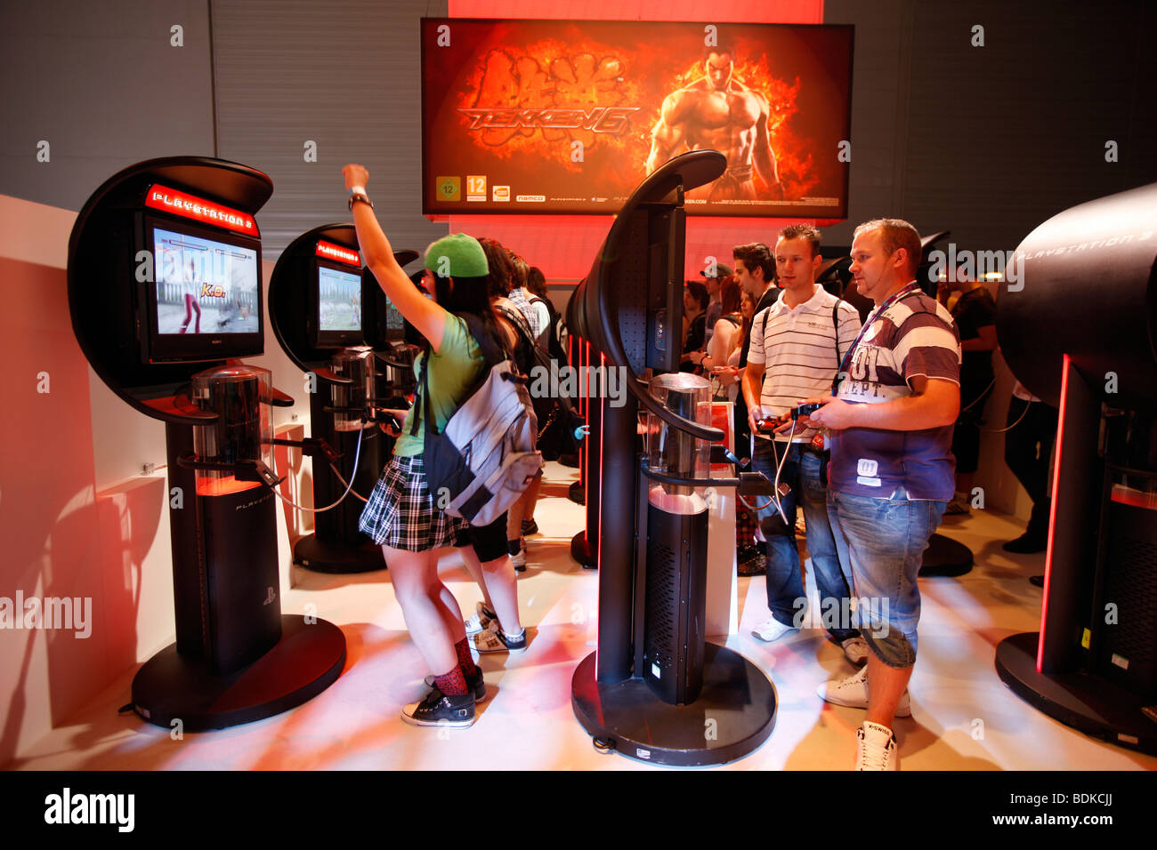 Gamescom, world largest trade show for computer and video games, entertainment area, public testing of new games, Cologne,Germay Stock Photo