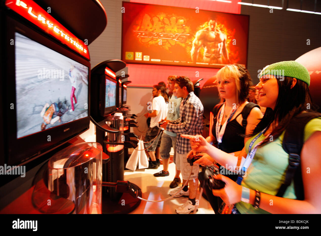 Gamescom, world largest trade show for computer and video games, entertainment area, public testing of new games, Cologne,Germay Stock Photo