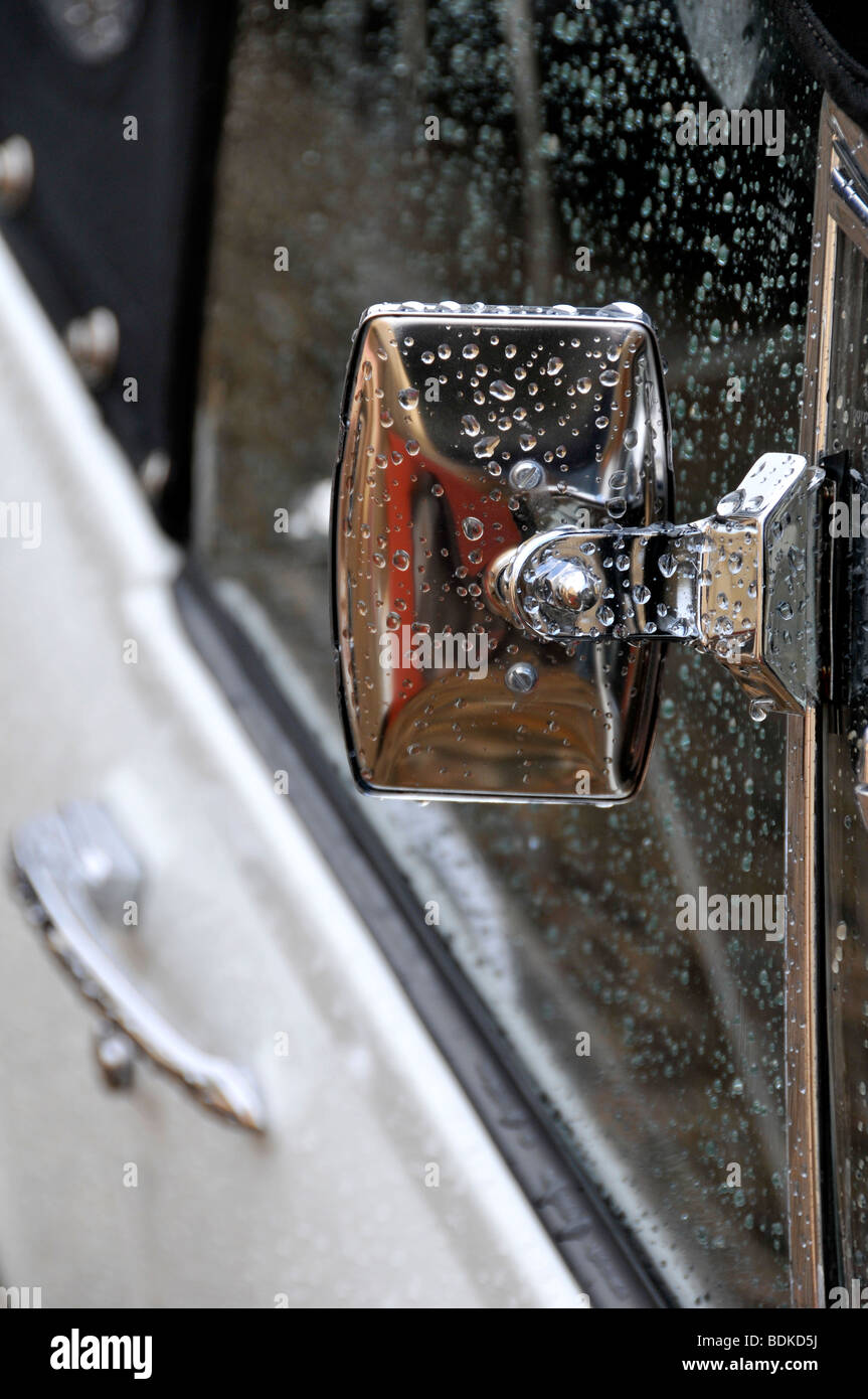 mg midget classic 1970 car rain mirror chrome Stock Photo