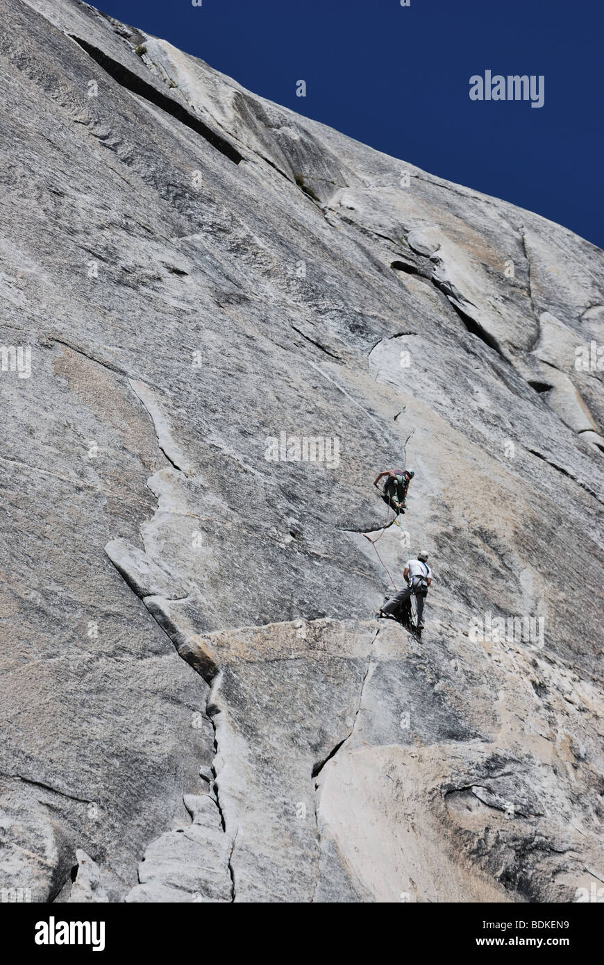 Rock climbers in Yosemite National Park Stock Photo