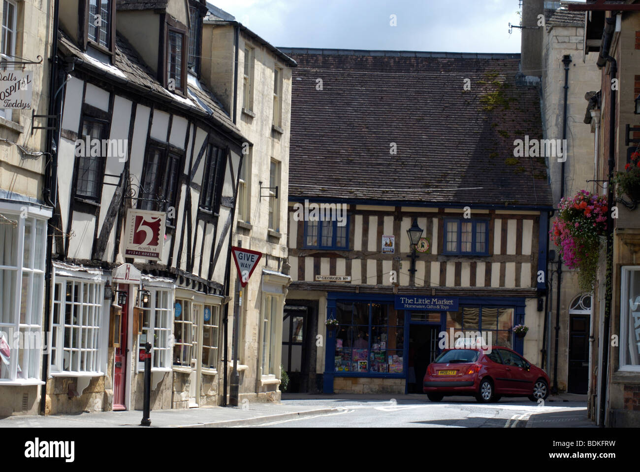 Market Town of Winchcombe showing old and historic buildings Stock Photo