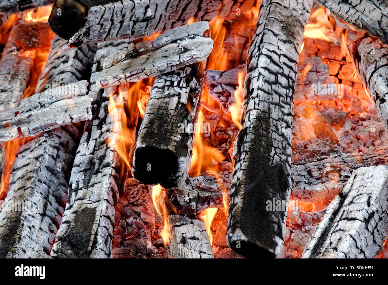 Burning wood details Stock Photo