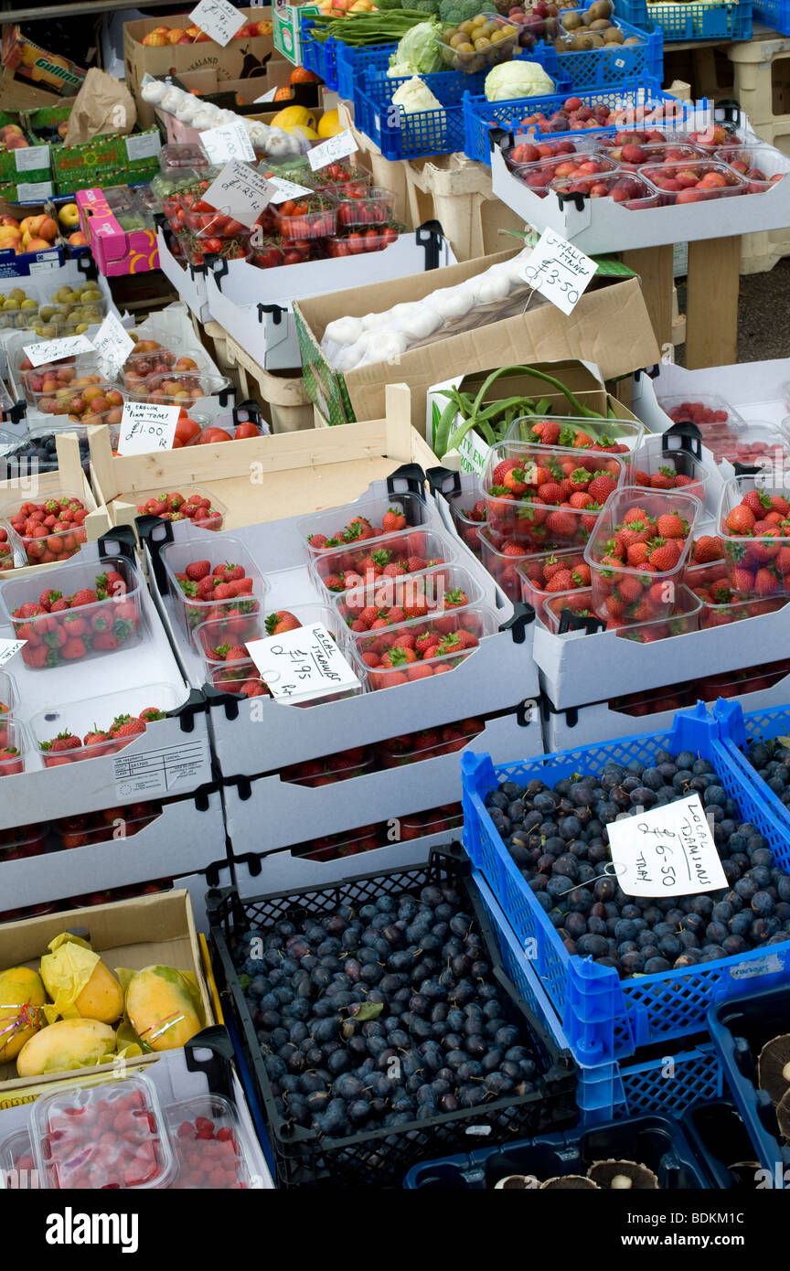 Fruit and Vegetable market stall, Ludlow, Shropshire, England Stock Photo