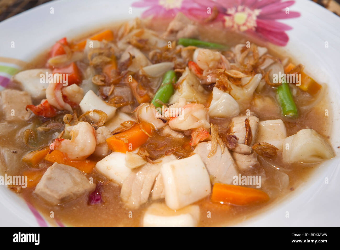 Indonesia, Lombok, Gili Trawangan, food, cap cay, stir fried vegetables with seafood Stock Photo