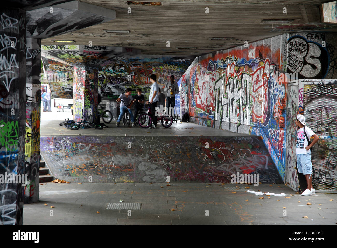 Youths at London's South Bank skate park Stock Photo Alamy