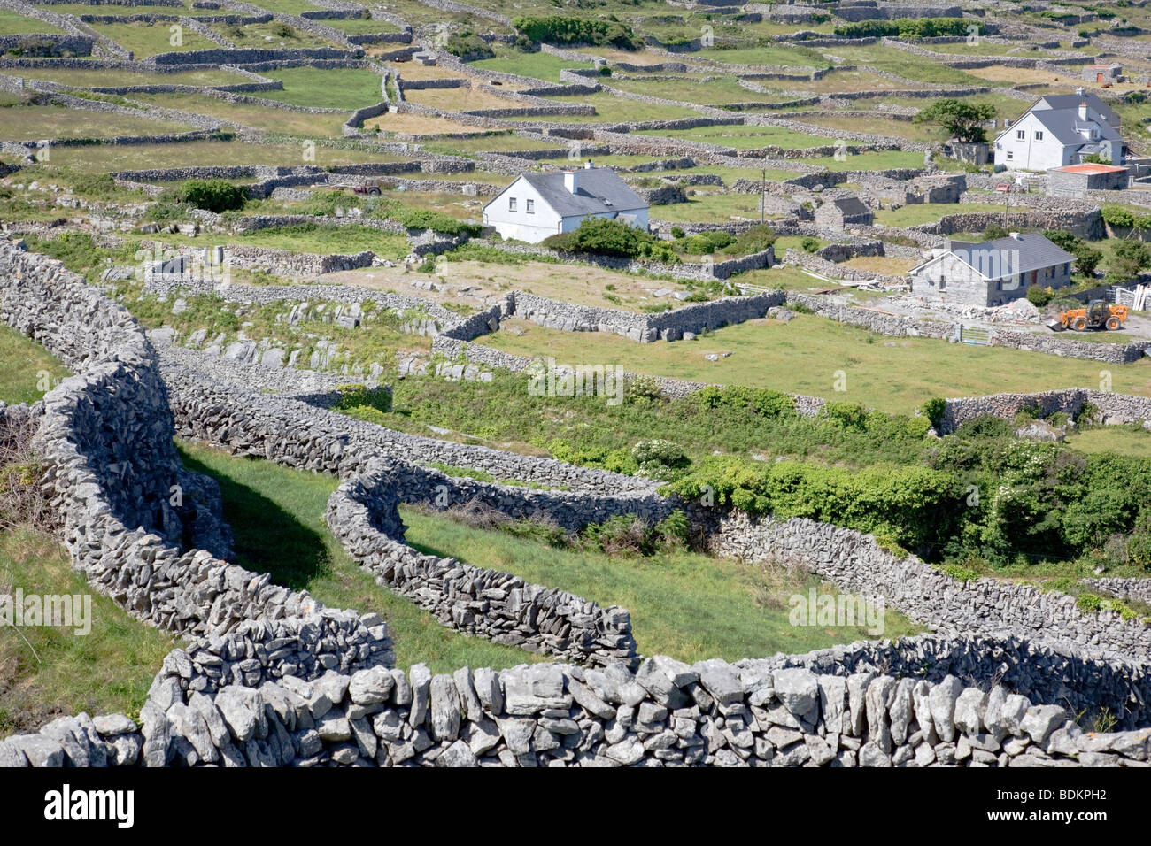 stone walls on inisheer; aran islands; ireland Stock Photo