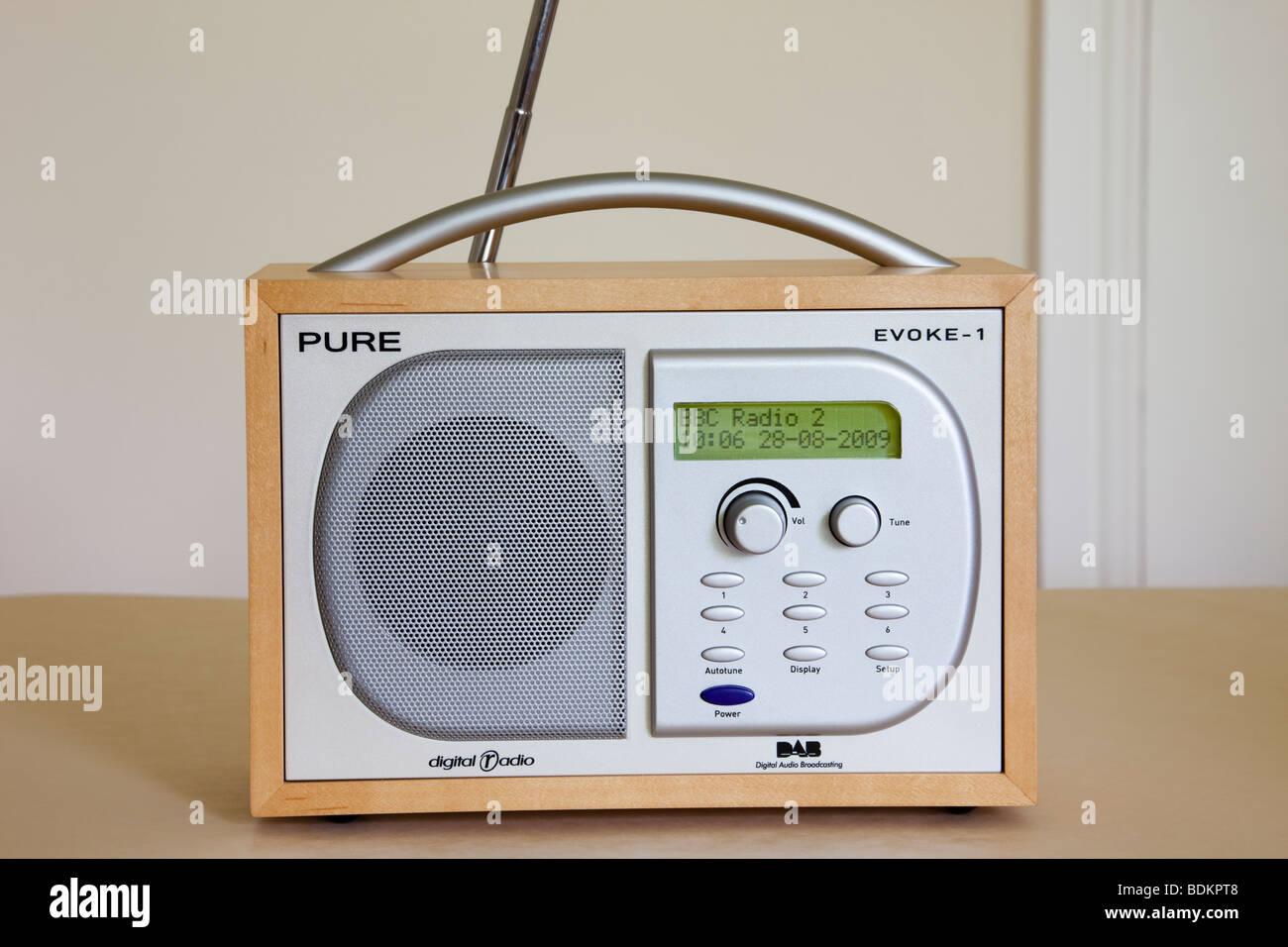 Pure Evoke1 Retro style DAB digital radio tuned in to BBC radio 2
