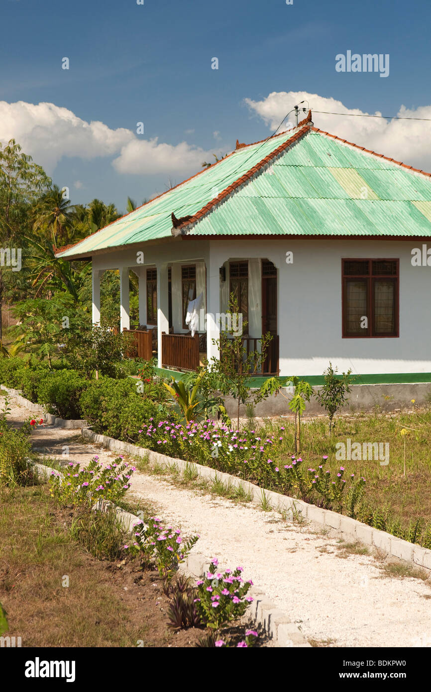 Indonesia, Lombok, Gili Air, inexpensive tourist accommodation in north of the island Stock Photo