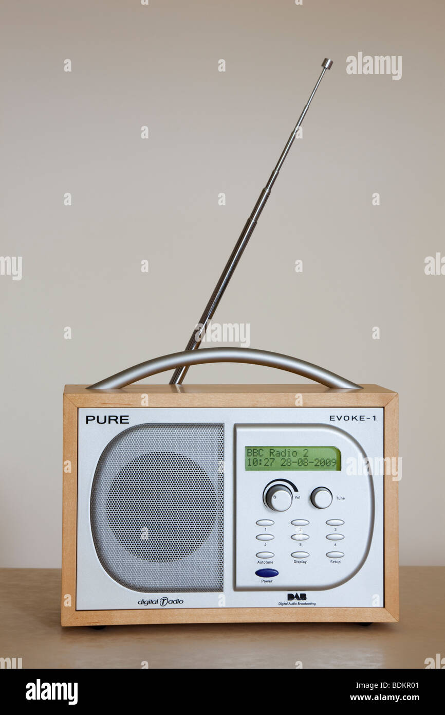 UK Pure Evoke1 Retro style DAB digital radio tuned in to BBC radio 2