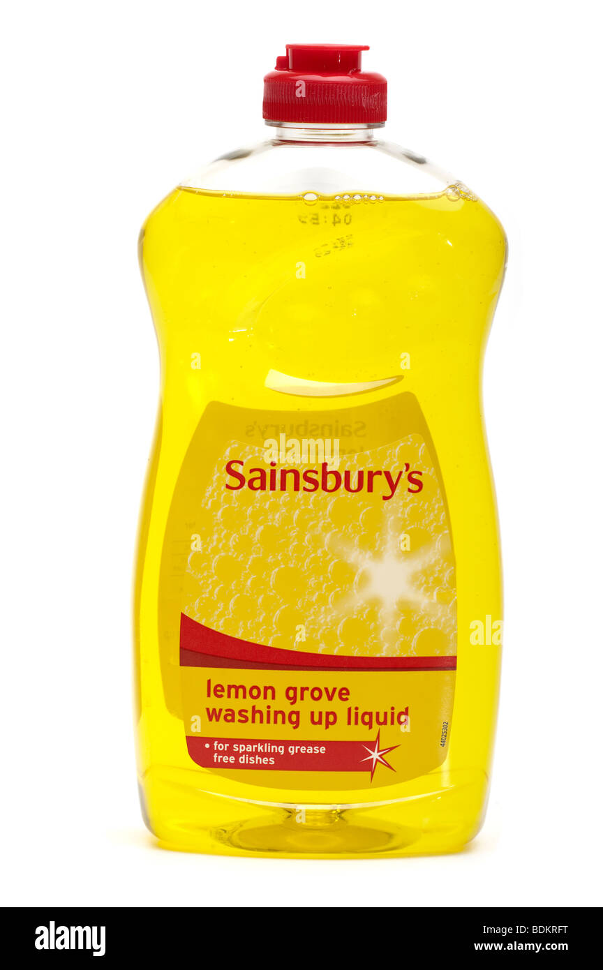 Sainsbury's lemon 'washing up liquid' in a plastic container Stock Photo
