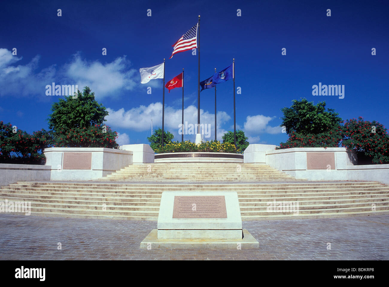Court of Honor and Flag Circle at American Memorial Park, commemorating the Battle of Saipan in World War II; Garapan, Saipan. Stock Photo