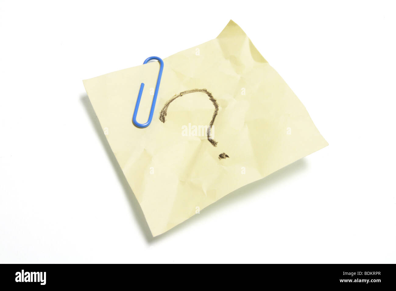 Post It Note Paper with Question Mark Stock Photo