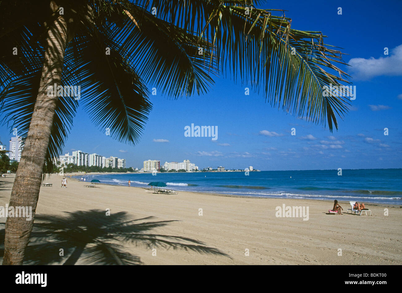 San Juan, Puerto Rico: beach and resort hotels at Isla Verde. Stock Photo