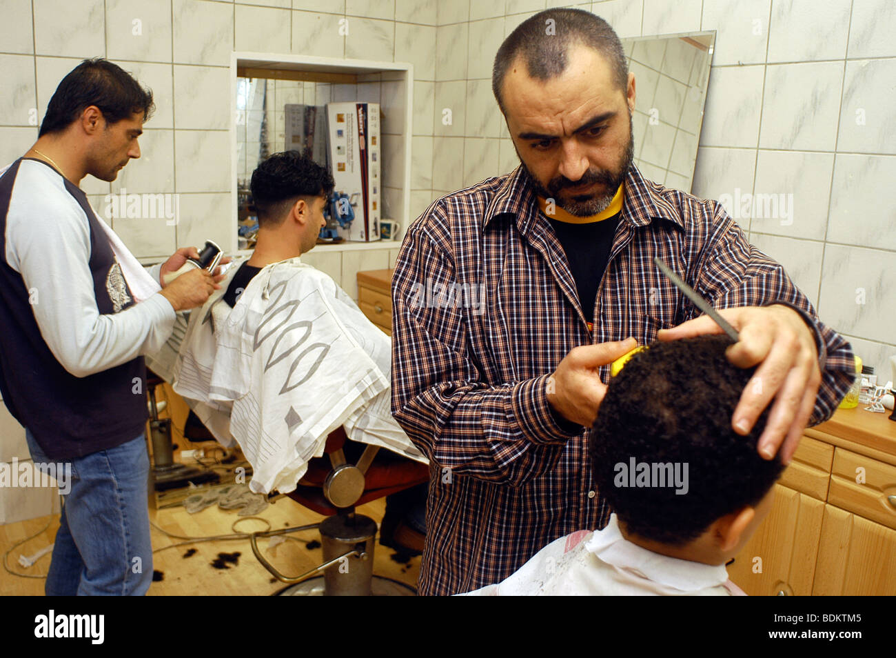 Turkish Hairdresser At Kreuzberg District Berlin Germany Stock