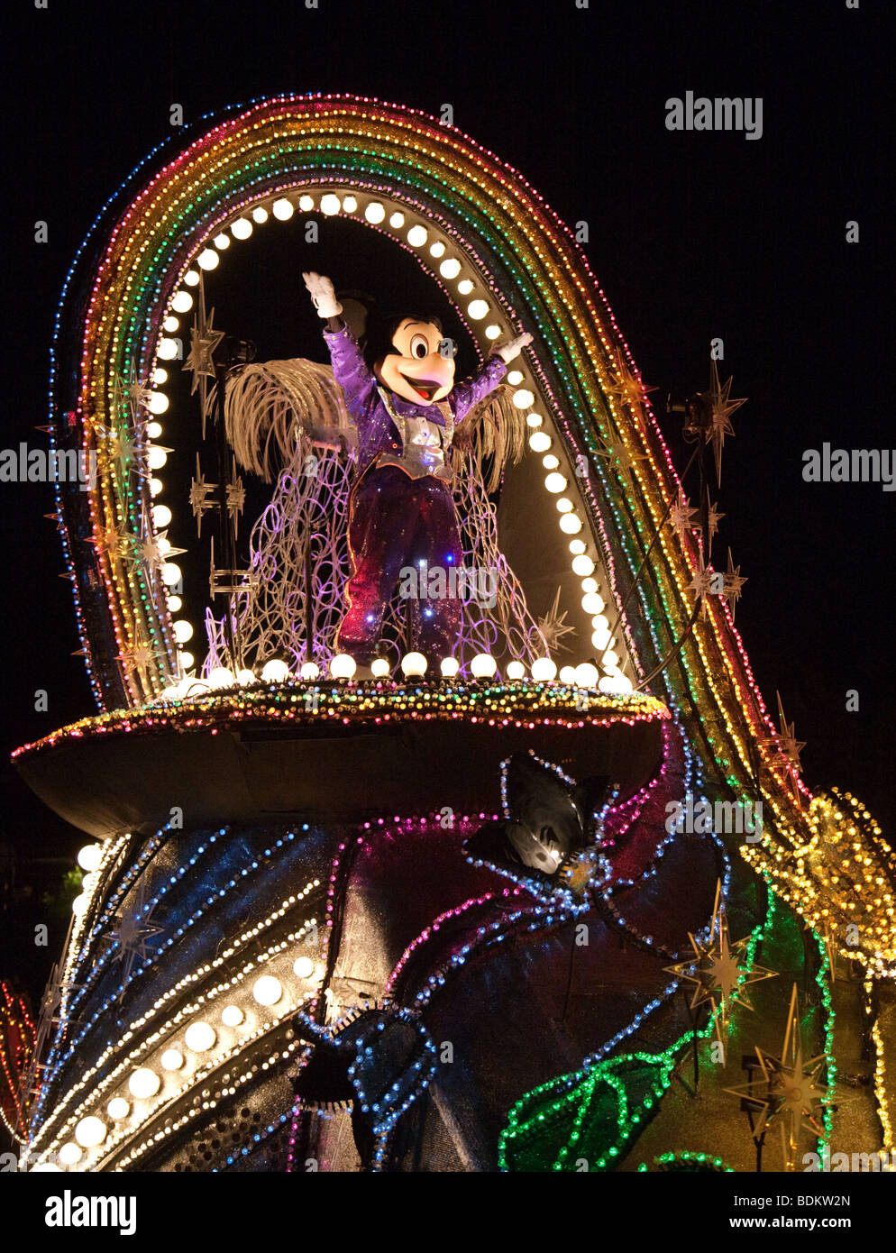 Disney Mickey Mouse, night Disney parade, Disneyland Paris, France Europe Stock Photo